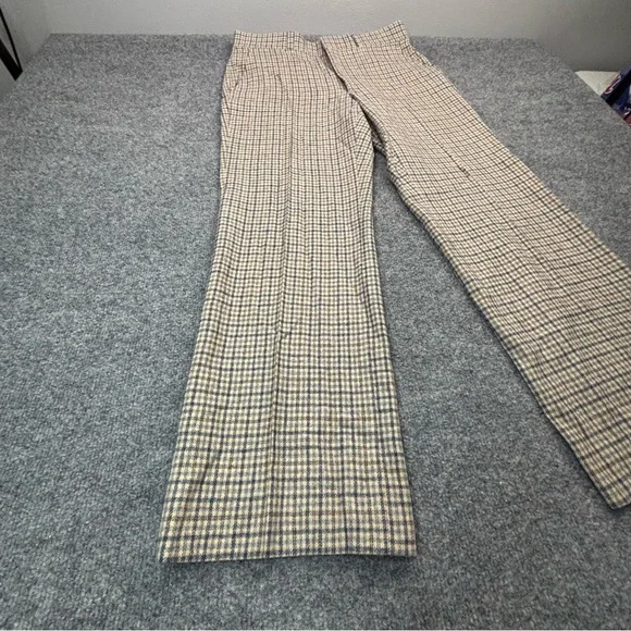 VTG Pendleton Wool Pants 32x29 60s 70s Beige Blue Plaid Check Trousers USA Made - Picture 4 of 16